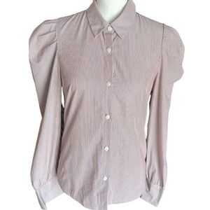 FOREVER 21 Shirt Womens Small Red White Plaid Long Sleeve Collared Button Down‎